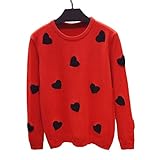 Plus Nao(プラスナオ) ニット セーター プルオーバー ラウンドネック クルーネック 長袖 ハート柄 カジュアルスタイル レディース トップス S ブラック