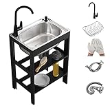 流し台 ステンレス製流し台 キッチンシンク シンク ガーデン1槽洗面台 シングルボウルシンク 業務用厨房簡易流し台 洗面所 屋外屋内ガレージ用台所 キャンプ バーベキュー アウトドア ステンレス簡易台所の流し台 工場/飲食店業務用家庭用 ガレージ用大容量自立型シンク ガーデンシンク 家庭用野菜シンクワークステーション、スタンド付き洗面台 ステンレス製