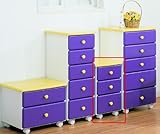 かわいらしいキャスター付き　ミニチェスト「カラーボーイ34-3　バイオレット」