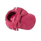 ZOEREA(ゾエレア)　歩行練習シューズ　ベビーシューズ　ソフトソールシューズ　ルームシューズベビー　幼児シューズ　新生児靴　滑り止め　柔らか　出産お祝い　フリンジと蝶リボン飾り　女の子　赤ちゃん靴