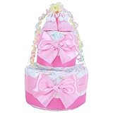 おむつケーキ 2段 ラブリーベビー (ピンク) 出産祝い ギフト