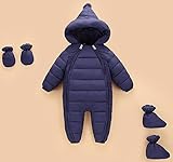 ロンパース 赤ちゃん 防寒 カバーオール フード付き ダウンロンパース アウターウエア 長袖 厚手 クマ耳付き 厚手 保温オーバーオール＆手袋＆靴下 冬