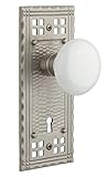 Nostalgic Warehouse Craftsman Plate with Keyhole White Porcelain Knob Mortise - 2.25 Satin Nickel [並