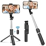 自撮り棒 100cm & 三脚/一脚兼用 セルカ棒 ミニ三脚 Bluetoothリモコン付き スマホ三脚 7段階伸縮 折りたたみ スタンド 360°回転 リモコン付き遠隔撮影 無線 折りたたみ コンパクト 持ち運び便利 iPhone Androidなどに対応 Q02-Pesata（黒い）