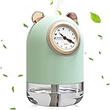 【最新版 クォーツ時計加湿器】加湿器 USB充電式 超音波式 加湿器 大容量300ml 小型 ホームミニクリエイティブカー加湿器サイレントク