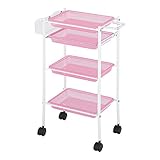 トレーワゴン クリアピンク [ エステワゴン ネイルワゴン キッチンワゴン マルチワゴン サイドワゴン キャスター付き 収納 業務用 サロン ワゴン ラック ]◆