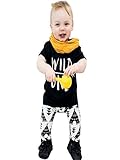 大きなクリアランス。 Daoroka ベビー男児服 ベビーセット 文字プリントTシャツ+幾何学模様 パンツ 男の子服 スーツ S ブラック