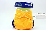 LINGZHI 新型サイズ可調整おむつカバー 通気性綿 快適 1枚入 (カラー:イエロー）