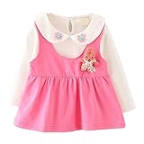 【SEBLES】ベビー服 女の子 女子 ワンピース ドレス 無地 兎 うさぎ マスコット シャツ 襟 スカート 花 フラワー 0歳 1歳 2歳(ピンク,100cm)