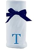 Princess Linens Embroidered Blue Initial Cotton Knit Blanket, T by Princess Linens