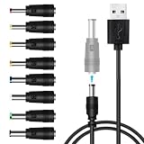 USB 電源ケーブル 変換プラグ付き 1m 5V2Aアダプター変換器 DC充電コード 1本+8変換プラグ オリジナルコネクタ: 5.5*2.1mm ビデオカメラ 扇風機 モバイルバッテリーに最適
