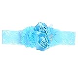 LUERME ベビー　ヘアバンド　ローズ　レース　柔らかい　可愛い　写真撮影　プレゼント (ブルー)