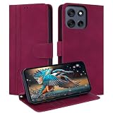 QANKISIS 用の moto g66j 5g ケース 手帳型 PUレザー モトローラ モトg66y 5G スマホケース 耐摩擦 モトローラ g66j 用 ケース手帳型 耐衝撃 軽量 薄型 カード収納 マグネット式 スタンド機能 ストラップ付き 全面保護 手触りが良い 上質 人気 ビジネス気質 6.7インチ（レッド）