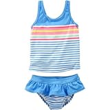 オシュコシュ OSHKOSH/ オシュコシュストライプラッフルタンク ブルー 水着 8歳【並行輸入】