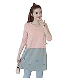 Yinuo Baby マタニティ 授乳服 長袖 Ｔシャツ かわいい デザイン (L, ピンク)
