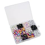 gresorth 1200個DIYの子供ラウンドアクリル文字/番号ビーズアルファベットブレスレット、ネックレス、キーチェーン