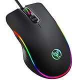 KKUYIゲーミングマウス RGB光学式usb有線マウス 1000~6400DPI調節 人間工学的PC/ゲーム用マウス プログラム可能なUS