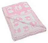 Silver Cloud Jacquard Muslin Elephant Blanket (Pink) by Silvercloud