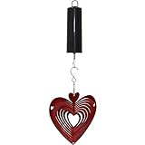 Sunnydaze Whirligig Reflective Heart Wind Spinner withフック、6インチ、電池式モーター