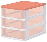 サンコープラスチック 小物収納3段 ストッキー 幅26.4×奥35×高28cm ソフトオレンジ