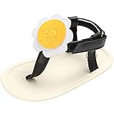 （カエルフロッグ）ひまわり　ベビーサンダル　女の子　涼しいトングサンダル　可愛いビーチサンダル　綺麗　軽量　快適　ソフト底靴　マジックテープ付け　PUレザー　女の子の赤ちゃんのサンダル　ブラック　0-