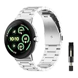 [RicYeel] バンド Google Pixel Watch 4 3 45mm (2025/2024) 対応 交換バンド ステンレススチールメタル 替えベルト 金属ベルト ビジネス風 ステンレス おしゃれ 調整工具付き Pixel Watch 4 3 45mm 用 (シルバー)