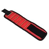 Dovewill 磁気リストバンド　ネジ　ドリル　紛失防止　作業用バンド　5本マグネット付き　全3色選択　フリーサイズ　男女兼用　修理/建築/大工　 - 赤