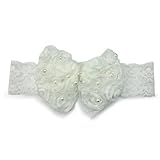 ReFaXi 可愛い赤ちゃんの頭飾り レース バラの蝶結び型ヘアーバンド 白