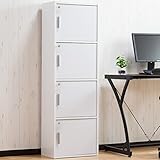 プライベート収納棚 4段【ゼウス】 鍵扉付き セキュリティ カラーボックス A4サイズ対応 ホワイト色