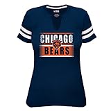 NFL Chicago Bears Short Sleeve Notchと腕ストライプTシャツ、1 x、ネイビー/ホワイト