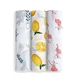 3 Pack Bamboo Muslin Swaddle Receiving Blankets - Super Soft and Cool Natural Breathable Material Id