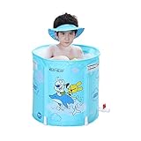 TIDLT バスタブ 折りたたみ式バスタブ 子供用浴槽 ナイロン布材料 使用する 0〜12歳のお子様 50 * 50CM ピンク 青 (色 : 青)