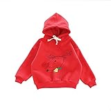 SFGHOUSE 子供服 パーカー スウェット クリスマス 男の子・女の子 秋冬 トナカイ コスチューム (80cm, レッド)