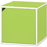 組み合わせ自由 キューブボックス 【扉付きタイプ】 横幅34.5cm×奥行き29.5cm×高さ34.5cm (グリーン)