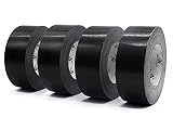 BOMEI PACK ガムテープ布黒ダクトテープ頑丈なパッキングテープ修理テープ50mmx25mパッキングテープ布4パック