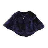 Aliciga 女の子用ボレロ ポンチョ キッズ ジュニア 子供 リボン ファー ケープ 無地 ふわふわ 蝶結び ショール フォーマル 卒業式 入学式 卒園式 結婚式 発表会 七五三 かわいい 子供ド