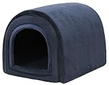 PetStyle 犬 猫 ベッド ドームハウス ペットベッド 冬用 折りたたみ 洗える 猫ハウス 犬ハウス 室内 冬 ふわふわ 暖か おしゃれ ドーム型 ペットハウス XLサイズ 高保温 小型犬 中型犬 寒さ対策 (秋冬/ネイビー)