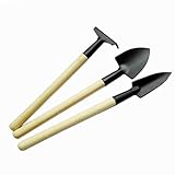 3pcs / setミニガーデン植物ツールは、木製ハンドルガーデニングツールショベルレイクで設定します。