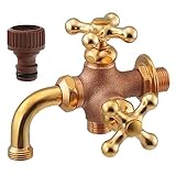 カクダイ 704-118-13 ガーデン用万能ホーム双口水栓（レトロ） （03225751-001）