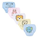 (ビッグエレファント) Big Elephant　ベビー用　女の子　男の子　下着　可愛い　ゾウちゃん　うさぎちゃん　ライオンちゃん　ベビーパンツ　ブリーフ　五色セット　100　110　120　130　