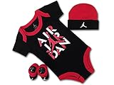 (ジョーダン)Jordan ベビージョーダン 3点セット ロンパース 帽子 ソックスシューズ（並行輸入品) (黒赤白)