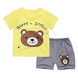 PANCY ベビー服 春夏 半袖 Ｔシャツ パンツ 上下セット 男の子 女の子 かわいい 動物プリント 1歳～5歳(くま柄,100cm)