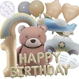 3rd Design くすみ バルーン 誕生日 男の子 女の子 1歳 バースデー 風船 飾り付け 空気入れポンプ付き 25ピース (数字１)