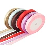 gift-ippo サテン リボン 6色 幅1cm 22m ゴールド レッド ピンク ギフト ラッピング 手芸 ハンドメイド 装飾 (6色セット, 幅1cm)