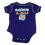LSU Tigers Rookie Infant Onesieサイズ0 – 3ヶ月NCAA本物のチームロゴボディスーツ – パープルクリーパー