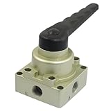 uxcell　ハンドレバーバルブ　空気圧パート　スイッチング　G9.5mm　HV-300-03　黒いプラスチックハンドル