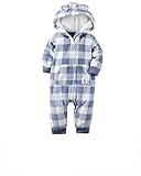 カーターズ　carter's　ロンパース 男の子　くま　耳　付き　青　ブルー　チェック　フリース地　ジャンプスーツ　９ｍ　７０ｃｍ　(　並行輸入品　)　m009-948-70