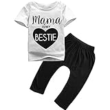 MIOIM® パンツ ジャージ セット 女の子 男の子 子供服 上下セット 半袖 ガールズ キッズ 2点セット 英字 プリント ホワイト ブラック