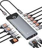 NOVOO USB-C ドッキングステーション 15-in-1 トリプルディスプレイ対応 30cmケーブル付き USB-Cハブ HDMI/DP/PD100W/USB3.2/SDカード/有線LANポート搭載 ノートパソコン拡張用 MacBook/Windows対応