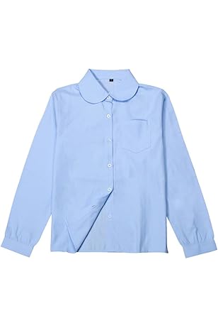 Blouse Women's Girls' Stretch Peter Pan Blouse Long Sleeve